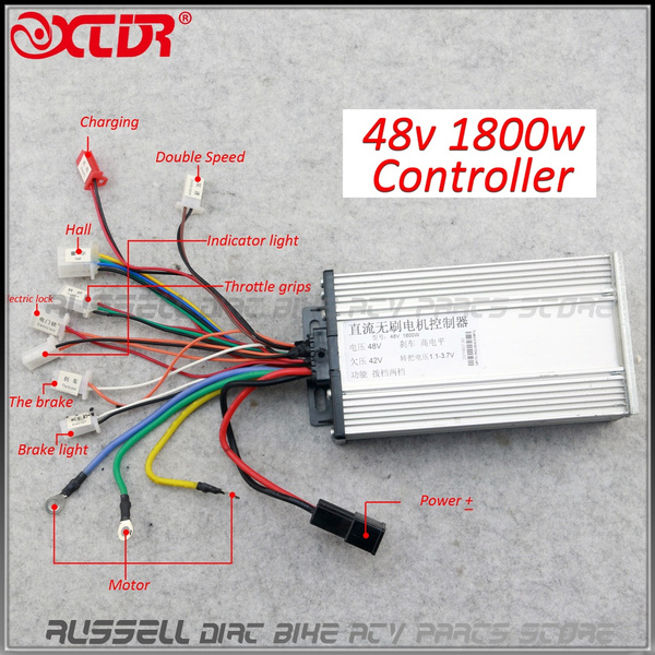 Details about   48V 1800W Brushless Motor Controller Battery Battery Wiring Throttle E-BIKE ATV 