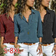 Turn-down Collar, blouse, blouse women, long sleeve blouse