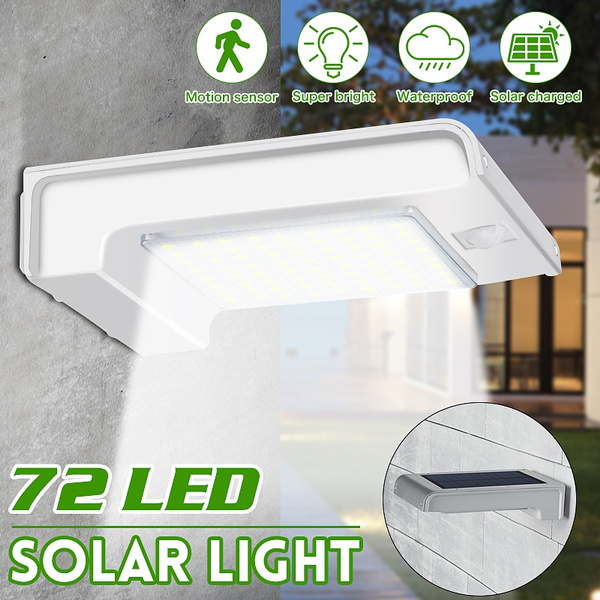72 LED Solar Gutter Security Wall Light Outdoor Motion Senson Lamp Waterproof 