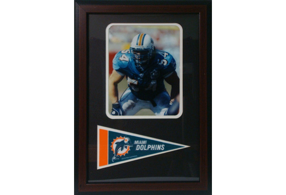 12x18 Autographed Pennant Frame Zach Thomas Miami Dolphins 