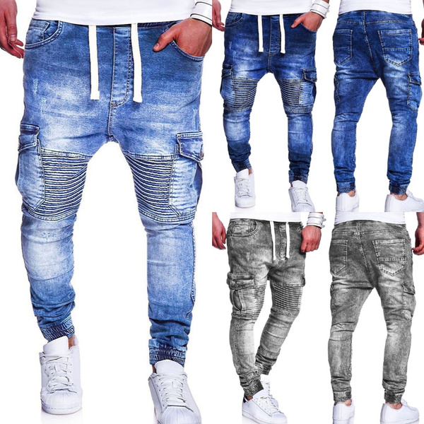 Mens Joggers Jeans New Fashion Drawstring Men S Cuffed Joggers Stretch Denim Pants Herren Chino Pants Denim Hose Wish