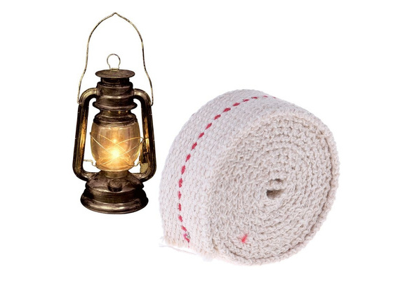 Premium Oil Lamp Mate Flat Cotton Oil Lantern Kerosene Lamp Wick Red Stitch  0.79in Wide 3.3ft Roll PIQ