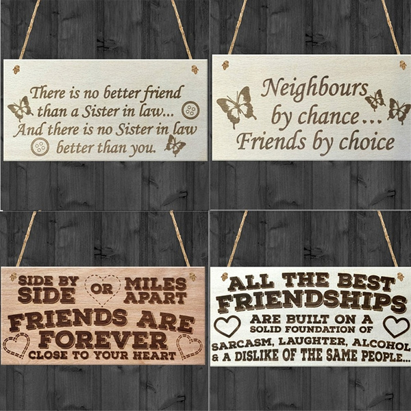 Friendship sign thank you best friend plaque wood hanging board home decor"' 