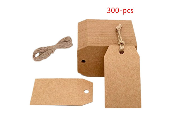 KAKA SENLIN 100 PCS Gift Tags with 100 Feet Natural Jute Twine,Red Kraft Paper Label 