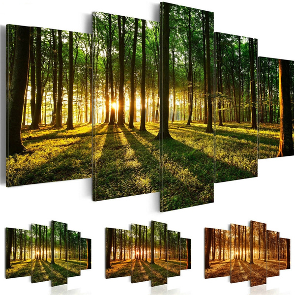 Modern Nature Canvas Painting Tree Poster Forest Landscape Wall