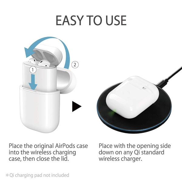 Wireless Charging Case for AirPods QI Standard Wireless Protective Charging Case for Apple AirPods Compatible Chargers