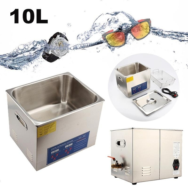 Digital 10L 250W Ultrasonic Cleaner Timer Heated Stainless Bath Engine ...
