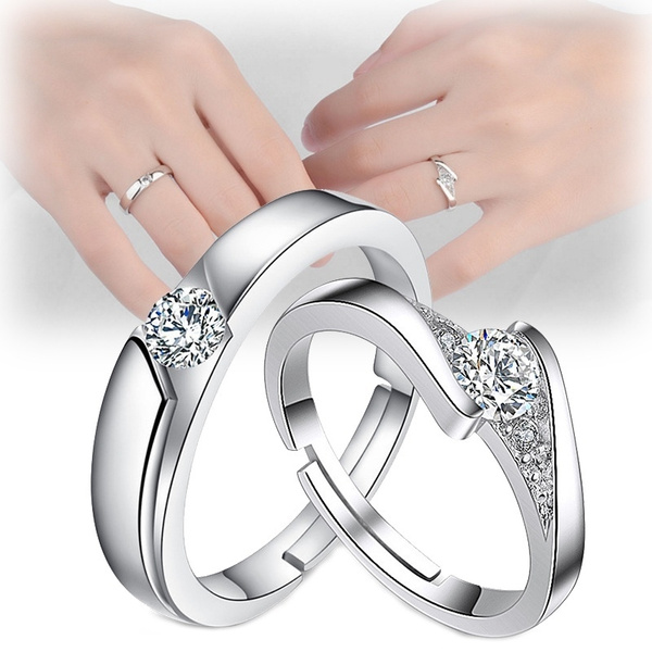 single diamond couple ring