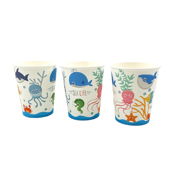 6pcs/lot Seaworld Marine Animals Sea Life Theme Paper Cups Glasses ...