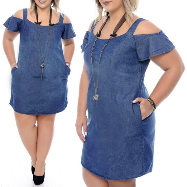 plus size denim mini dress