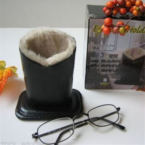 Baitaihem Plush Lined Double Eyeglasses Holder Stand Protective Glasses Holder Case Rests Securely on Desk or Nightstand 