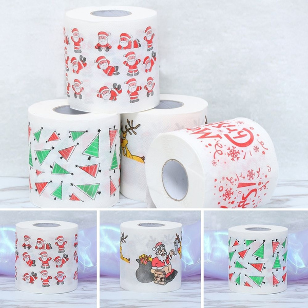 Home Santa Claus Bath Toilet Roll Paper Christmas Supplies Xmas Decor Tissue Home Santa Claus Bath Papier Toilette Papier Fournitures De Noel Papier Peint Decor Xmas Startseite Weihnachtsmann Bad Wc Rolle Papier