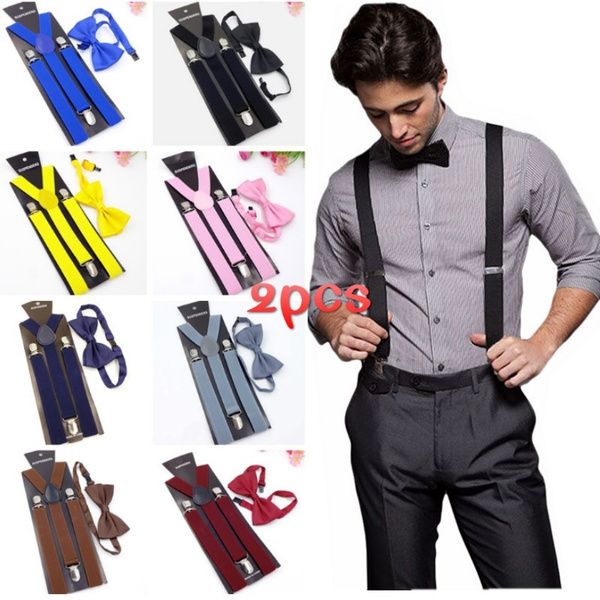 Men's Suspenders Adjustable Size, Y Shape Elastic Adjustable Straps Casual Elastic  Strap Brace 3 Clips Y Back Style Suspenders for Men Women 