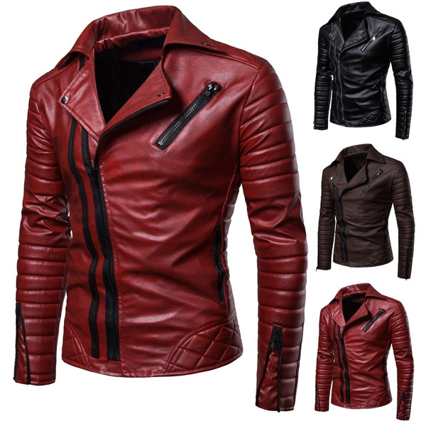 Cool Red Leather Jacket, Men's Jacket