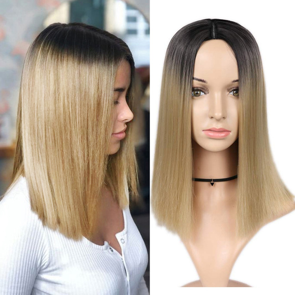 medium length blonde wig