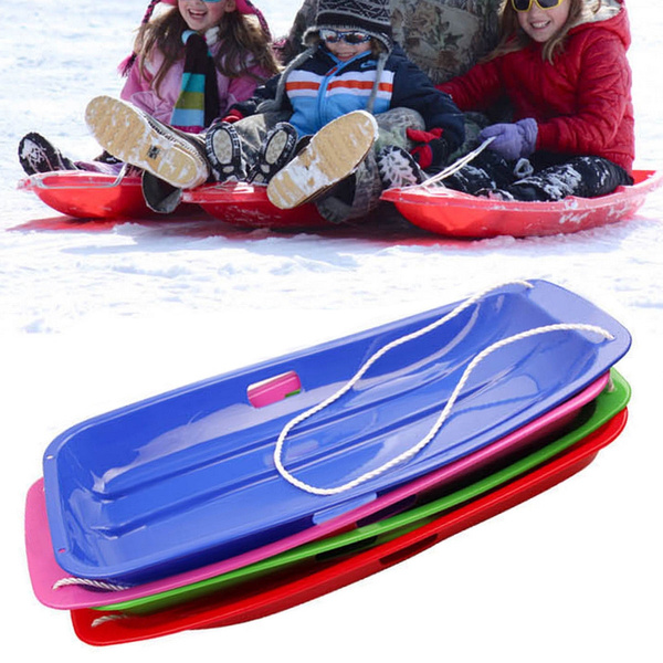 HEAVY DUTY SNOW SLEDGE SLEDGES WITH ROPE PLASTIC FOR KIDS & ADULTS SKI BOARD FUN 