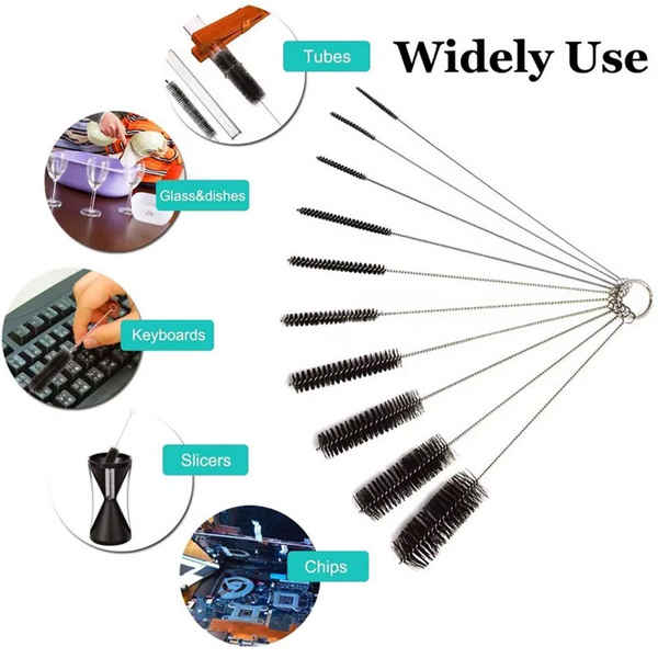 10X Nylon Cleaning Brush Set Test Tube Bottle Straw Washing Cleaner Bristle Kit 