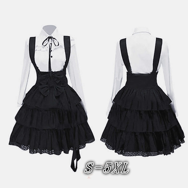 women's classic lolita dress vintage inspired women's outfits cosplay anime  girl black long sleeve knee length shirt dress s5xl  wish