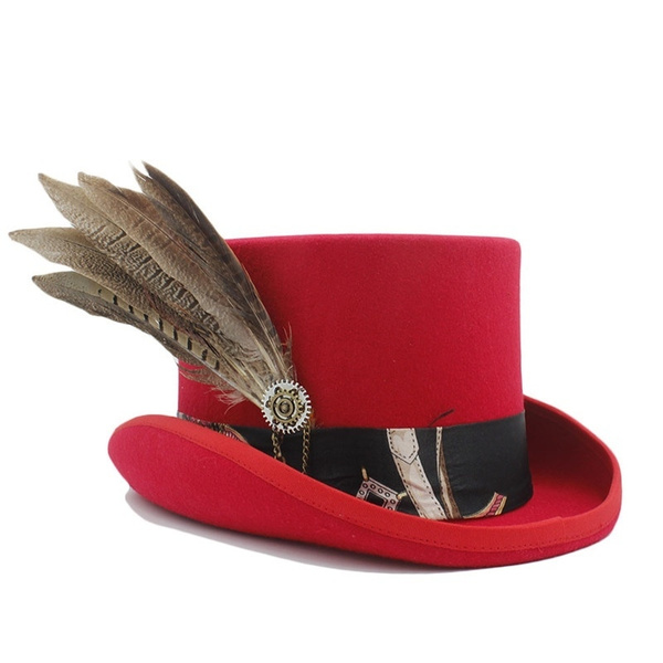 Top Women Red Steampunk Mad Hatter Top 