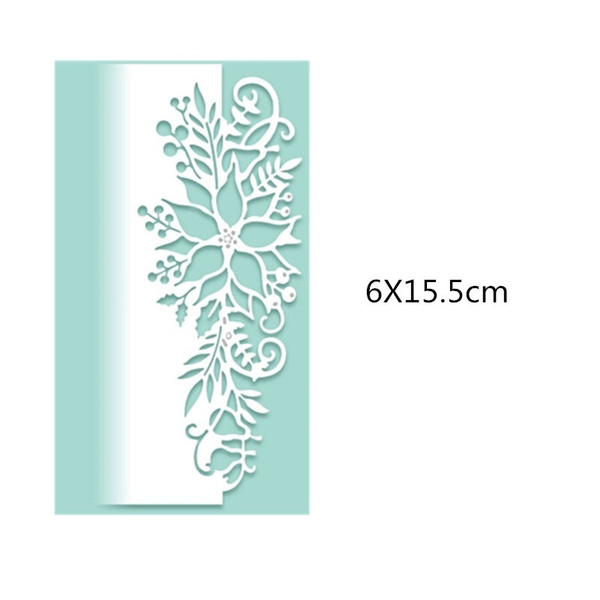 6x15.5cm Flower Corner Xmas Christmas Poinsettia Craft Frame Metal Cutting Die 3d Stamp Diy Paper Scrapbooking Card