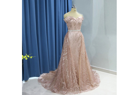 rose gold dress with train