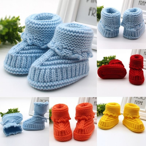 Handmade Newborn Baby Infant Boys Girls Crochet Knit Booties Crib Casual Shoes 