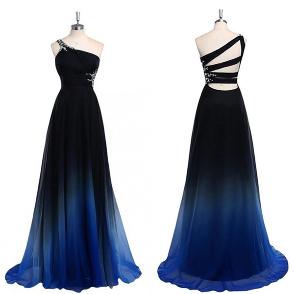 one shoulder ombre dress