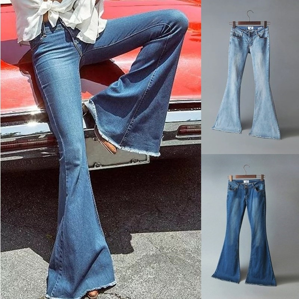 Women's Fashion High Waist Boot Cut Jeans Stretch Bell-Bottom