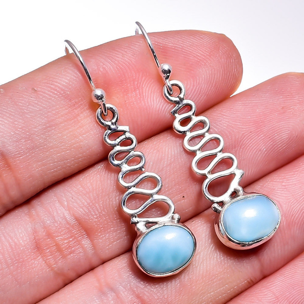Handmade larimar Gemstone Earring Handmade larimar Gemstone Earring