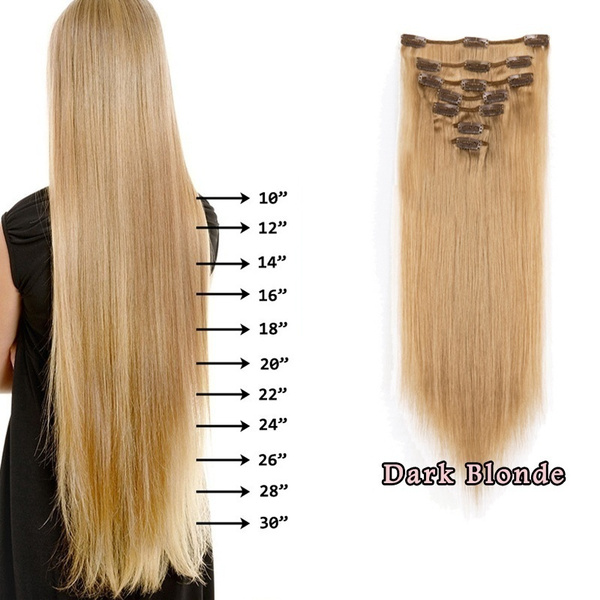 Hair Clip In Hair Extentions 16''18''20''22'' Hair Extensions 60cm Natural  for Cosplay Party Black Blown Blonde | Wish