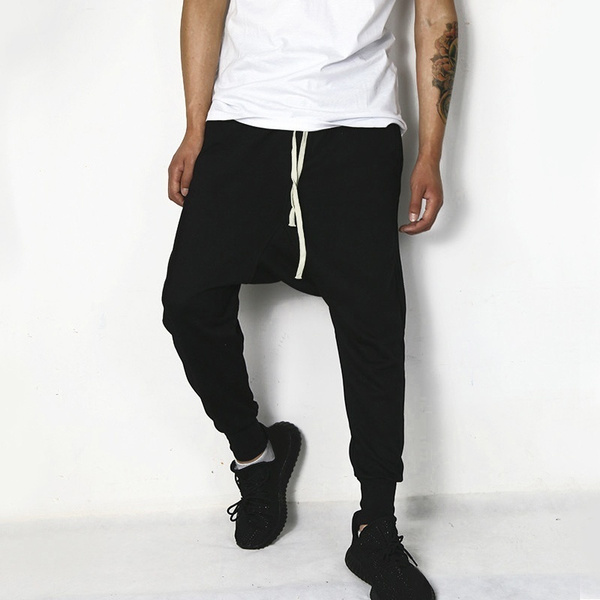 Men Women Unisex Cotton Low Crotch Sweat Pants Drop Harem Trousers