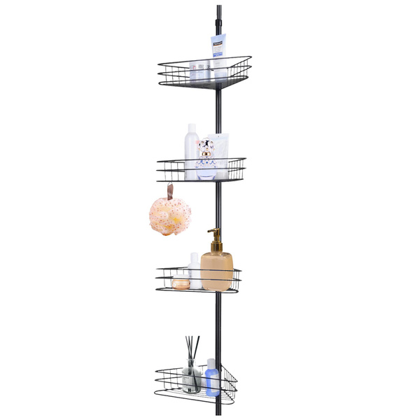 Aquaterior 4 Tier Metal Bathroom Telescopic Corner Shower Shelf Rack ...