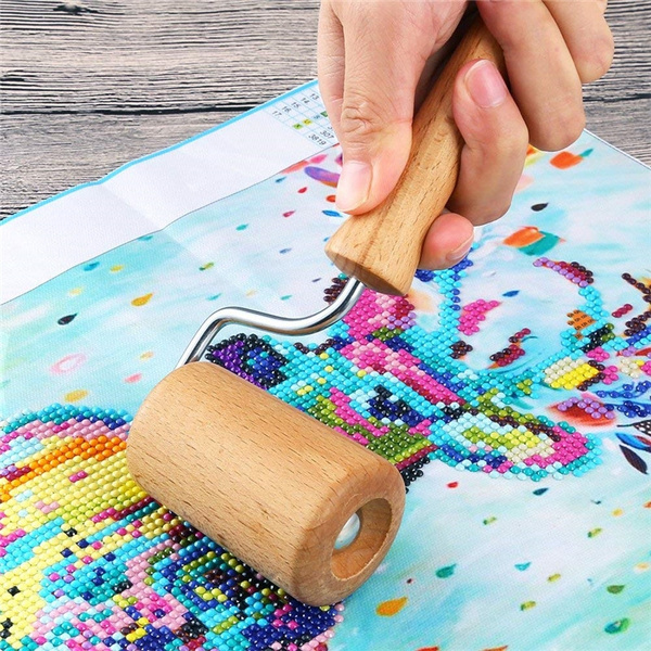 Mobicus 5D Diamond Painting Wooden Roller for DIY Rhinestone Embroidery Cross-Stitch Painting Compact one Side Diamond Painting Tool for Rolling Diamond Beads Tightly Paste and Flat