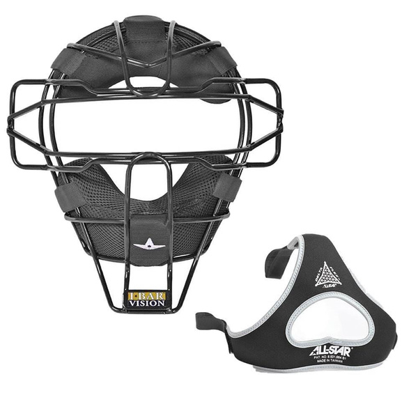 All Star Sports Traditional Baseball Catcher Face Mask with Luc Pads, Black, Size: One Size