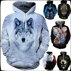 Unisex 3D Wolf Digital Printing Funny Creative Couple Hoodies Fashion Sweatshirts