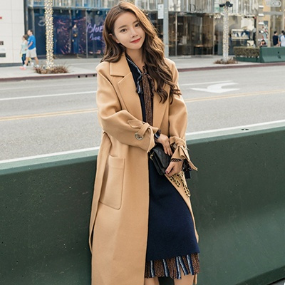Trench casual in misto lana oversize autunno / inverno per donna Cappotto  lungo in cashmere Cardigan Cappotto lungo con cintura | Wish