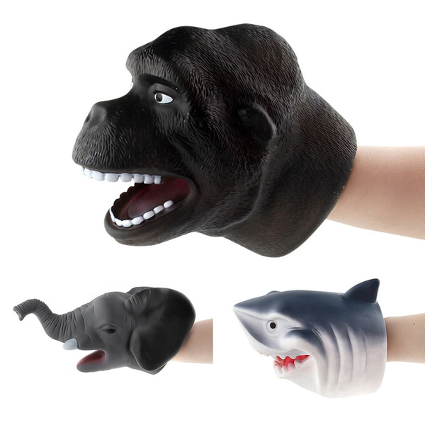 Funny Shark Puppet Non-toxic Soft Rubber Animal Head Hand Model Figure Toy  Creative Glue Elephant Orangutan Children Kid Toys | Wish