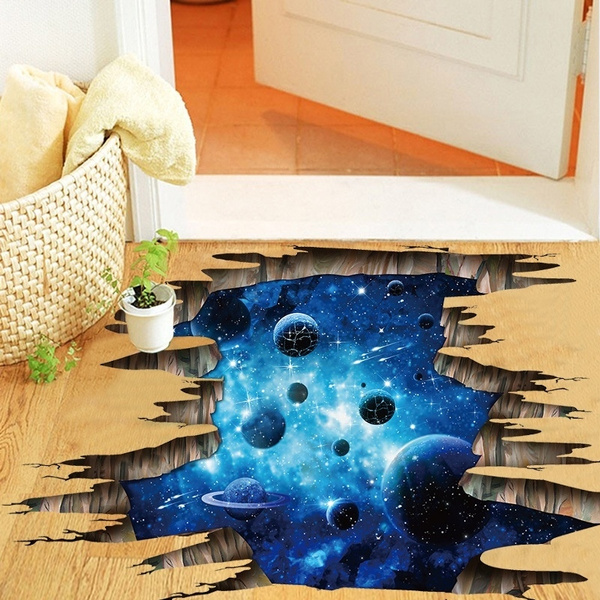 Funny 3d Galaxy Planet Ceiling Floor Wall Paper Murals Wall Floor Print Home Art Living Room Decoration Wish