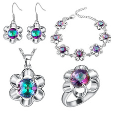 Gemstone Earrings, rainbowtopazring, Mystic, silver plated