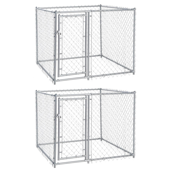 2 Pack Lucky Dog 5 x 5 x 4 Foot Heavy Duty Outdoor Chain Link Dog Kennel 