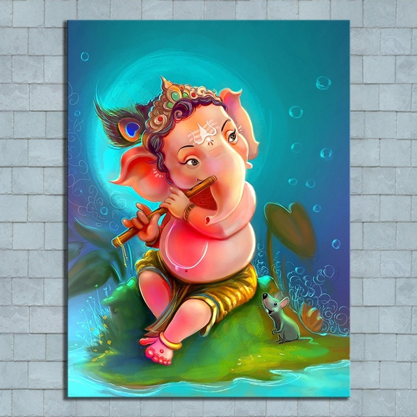 HD Picture Print Cartoon Kid Ganesha Artwork Drawing Painting on Canvas  Wall Art for Home Decor,Unframed | Wish