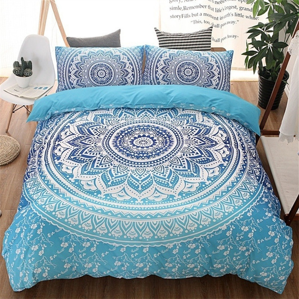 Quilt Cover Sheet Pillowcase Blue, Blue King Size Bedding