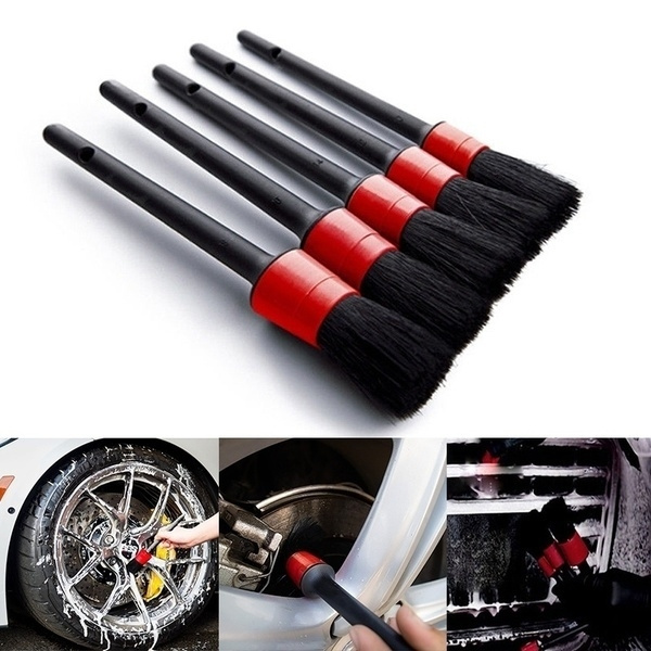 Car Auto Detailing Cleaning Brushes Natural Boar Hair Car Brush Set For