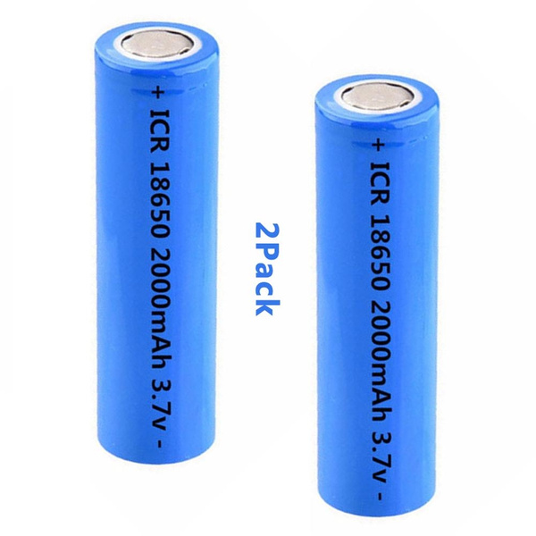 2PCS 3.7V 2000mAh Li ion 18650 Rechargeable battery for Led