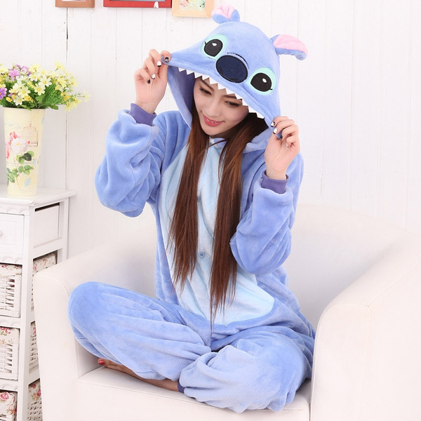 Winter Cartoon Cosplay Stitch Kigurumi Pajamas Onesies for Adult