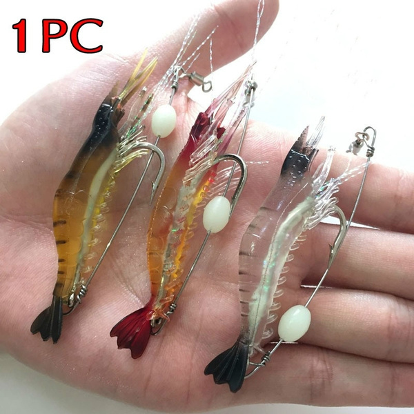 1PC Glow In The Dark Soft Fishing Lure Silicone Shrimp Bait Iscas  Artificiais Para Pesca Fishing Tackle