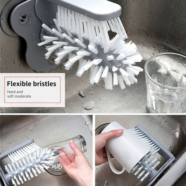 Creative suction wall lazy cup brush glass cleaning brush kitchen