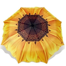 Women, flowerumbrella, foldingumbrella, Sunflowers