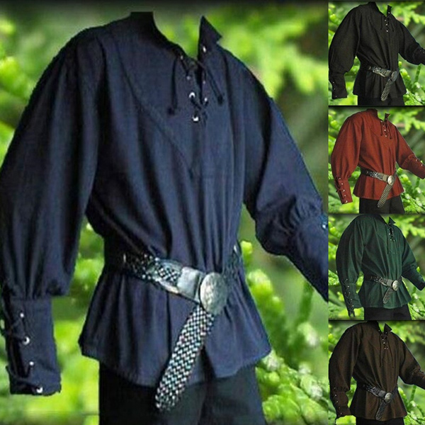Medieval Shirt Laced Up Pirate Reenactment SCA Renaissance Knight Landlord