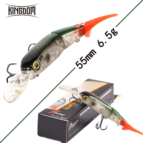 Kingdom Fishing Lure Floating Minnow Hard Bait With Soft Tail 90mm/8.6g 2  Sections Swimbait Lures Fishing Tool Model 5357